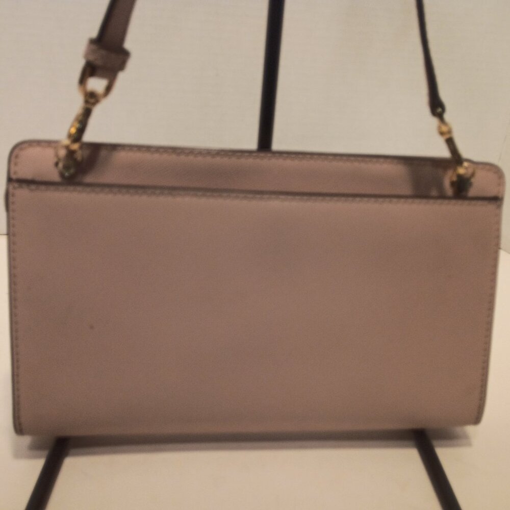 NWT MICHAEL KORS Jet Set Soft Pink Saffiano Leather Convertible Clutch-Crossbody - Picture 5 of 13
